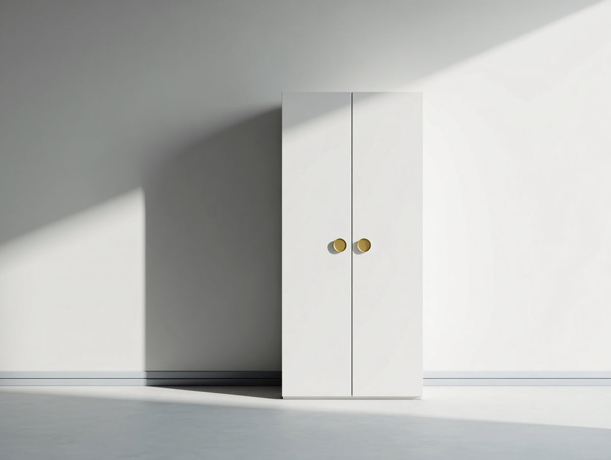 Armarios de 2 puertas - panel de madera 80 x 40 x 180 cm - blanco-dorado - diseño minimalista para almacenaje