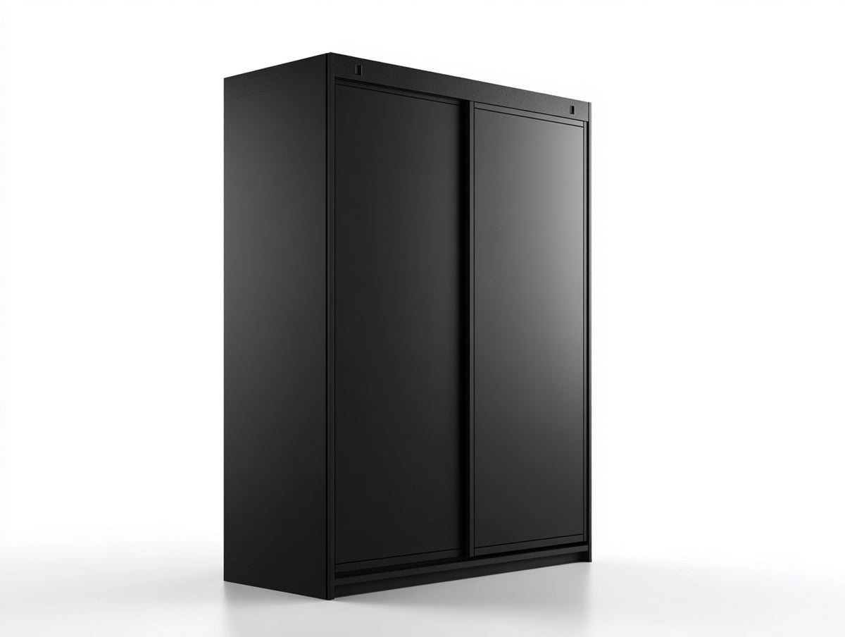 Armarios de 2 puertas correderas de madera de ingeniería 160x60x200 cm - Negro - Diseño moderno