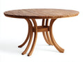 Mesas de jardín redonda - madera maciza 140 x 140 x 75 cm - madera natural - tablero de lamas y patas curvas