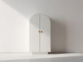 Armarios de 2 puertas de madera de ingeniería 100x55x190 cm - Blanco-Dorado - Diseño arqueado moderno