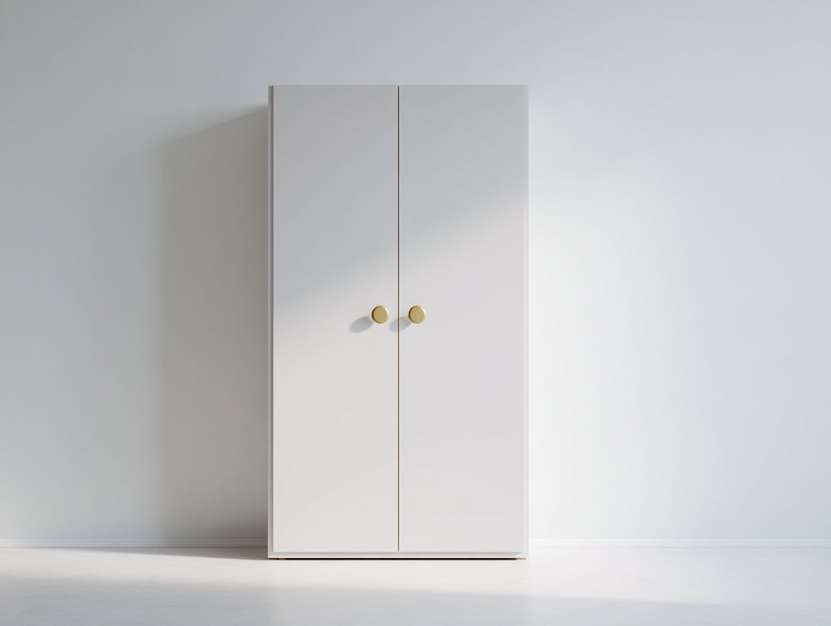 Armarios de 2 puertas - panel de madera 100 x 50 x 190 cm - blanco-dorado - diseño minimalista para almacenaje