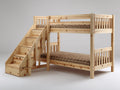 Literas de madera maciza 245x105x175 cm - pino natural - escalera con peldaños anchos y barandillas de seguridad