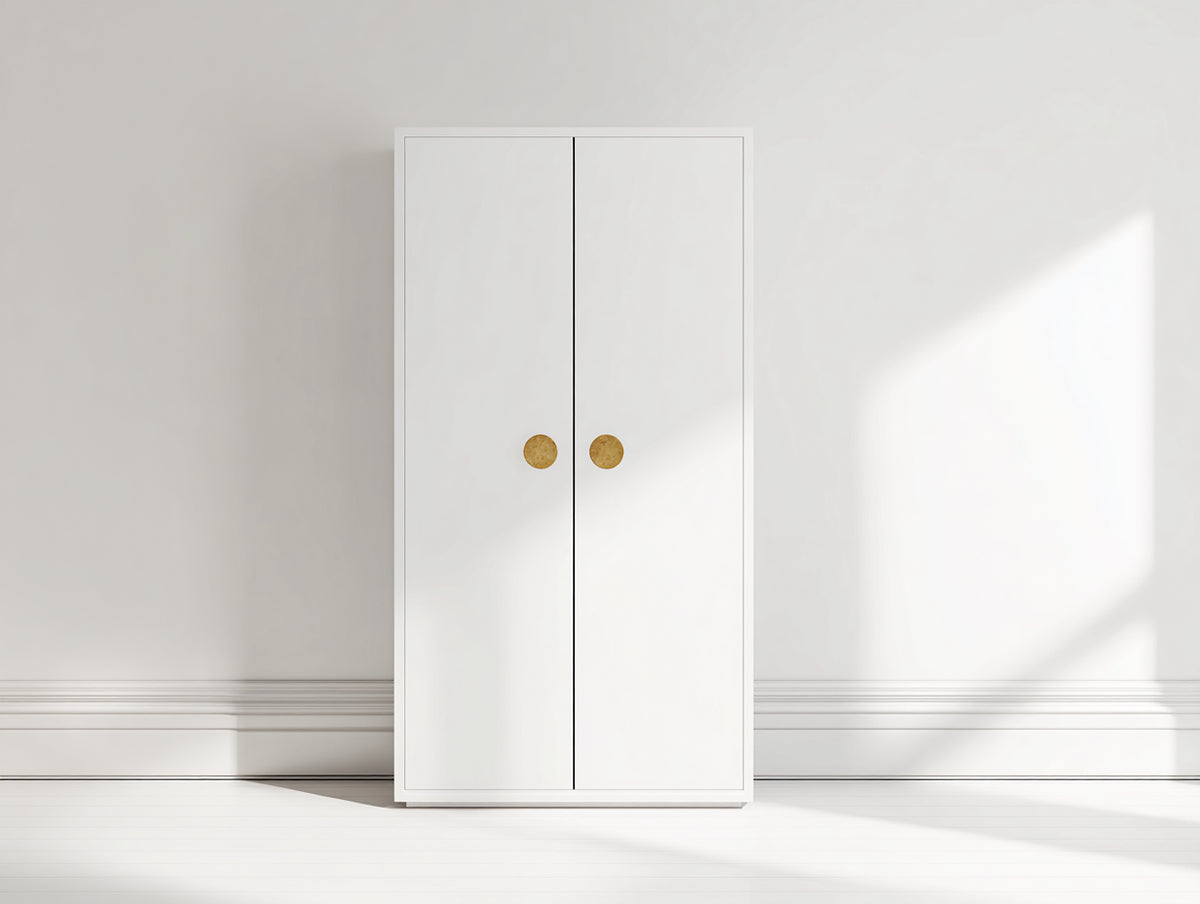 Armarios de madera de ingeniería 80x40x180 cm - blanco y dorado - 2 puertas estilo moderno
