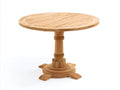 Mesas de jardín de madera maciza 120x120x76 cm - madera natural - redonda con pedestal central diseño clásico