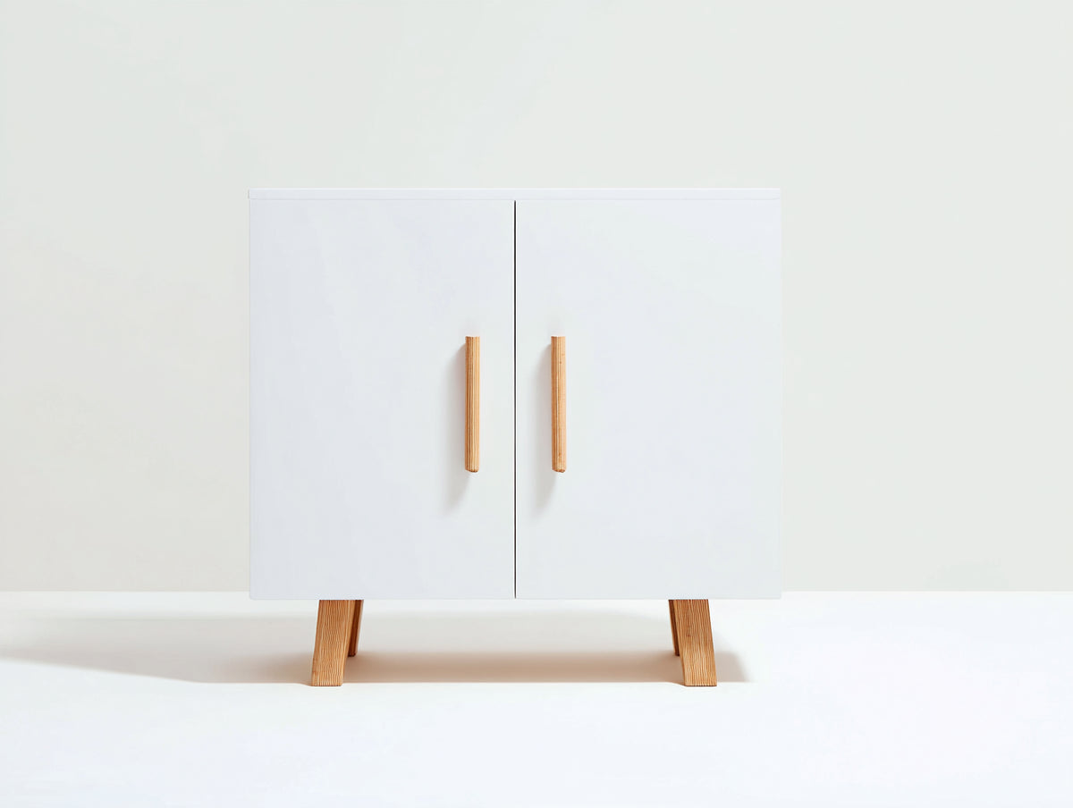Armarios 90 x 40 x 90 cm - blanco y madera natural - diseño compacto de dos puertas