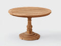 Mesas de jardín de madera maciza 120x120x76 cm - madera natural - redonda con pedestal torneado diseño clásico