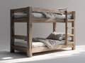 Literas de madera maciza 205x105x175 cm - roble natural - escalera integrada y barandillas de seguridad