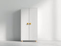 Armarios 80 x 40 x 170 cm - blanco y madera natural - armario alto de dos puertas para dormitorio