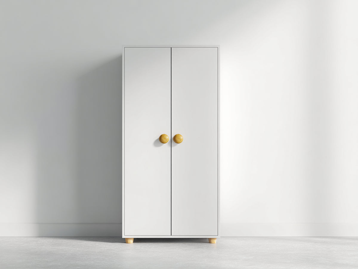 Armarios 80 x 40 x 170 cm - blanco y madera natural - armario alto de dos puertas para dormitorio