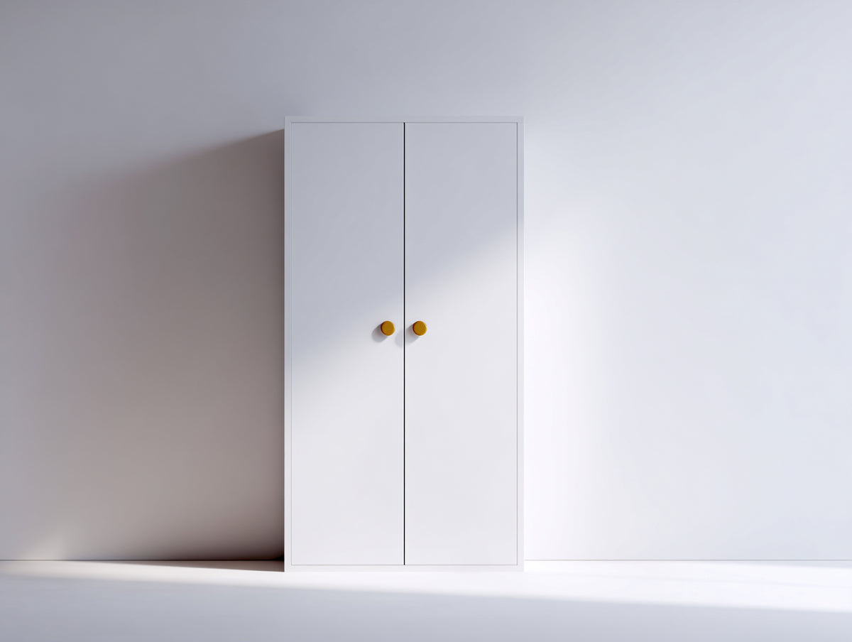 Armarios de 2 puertas en madera de ingeniería 80x50x180 cm - blanco y dorado - diseño compacto para dormitorio