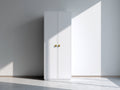 Armarios de madera de ingeniería 60x40x180 cm - blanco y dorado - 2 puertas diseño moderno