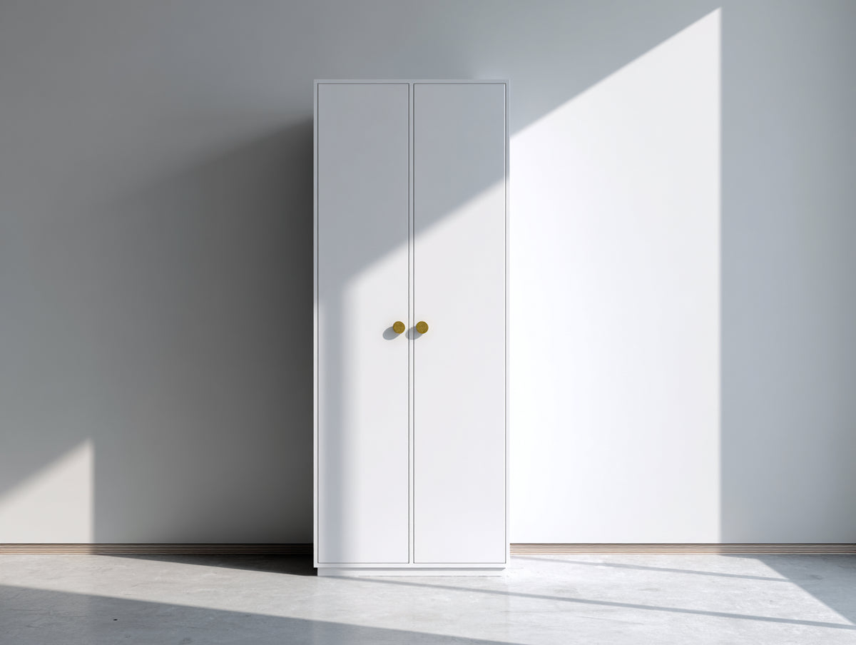 Armarios de madera de ingeniería 60x40x180 cm - blanco y dorado - 2 puertas diseño moderno