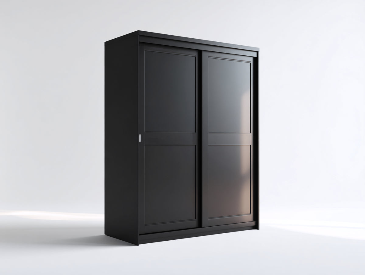 Armarios 120 x 50 x 180 cm - negro - diseño alto con dos puertas correderas