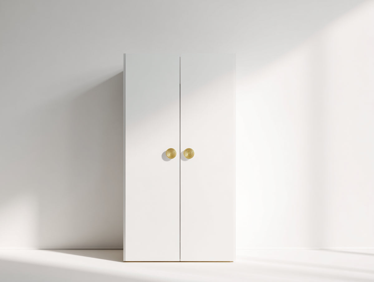 Armarios de madera de ingeniería 80x40x180 cm - blanco y dorado - 2 puertas diseño moderno